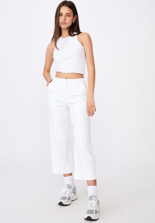 Factorie - Woven wide leg crop pant - cream