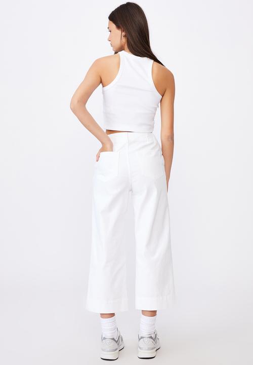 Factorie - Woven wide leg crop pant - cream