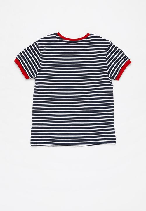 POLO - Paige striped short sleeve tee - red & navy 