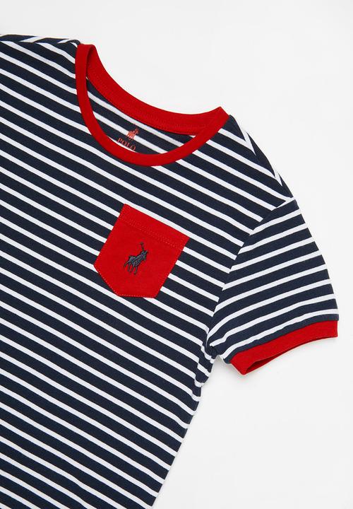 POLO - Paige striped short sleeve tee - red & navy 