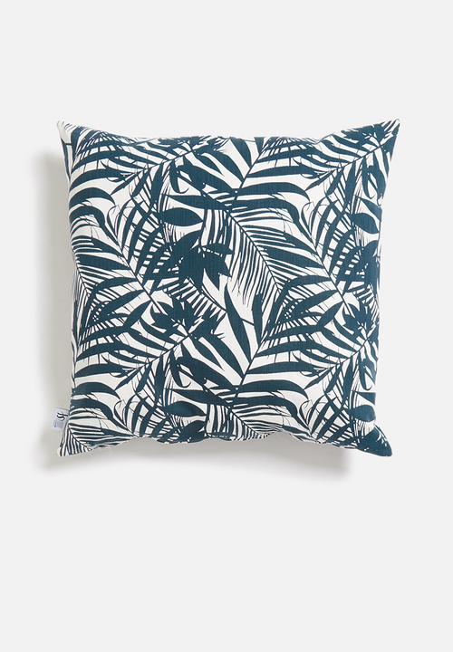 Sixth Floor - Layered palm cushion cover - teal