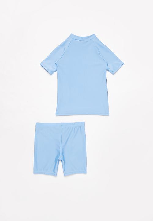 Pop Candy - Boys rash vest & shorts set - blue & purple 