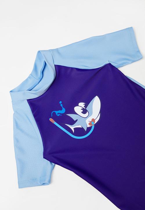 Pop Candy - Boys rash vest & shorts set - blue & purple 