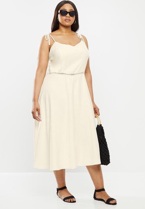 MILLA - Linen cami midi dress - cream