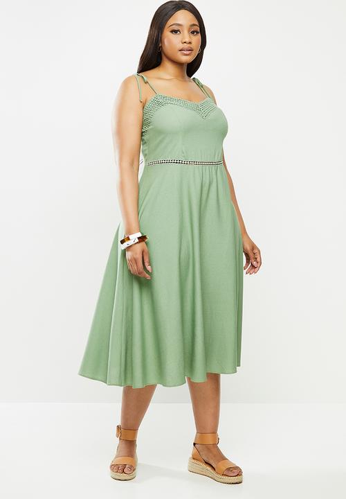 linen cami midi dress