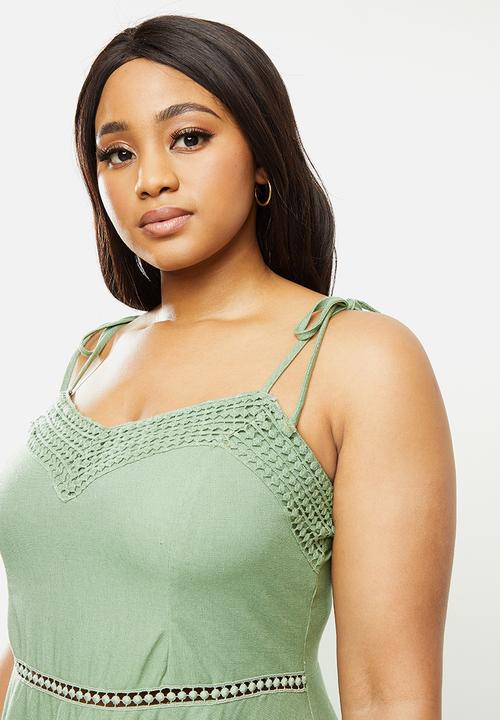 MILLA - Linen cami midi dress - green 