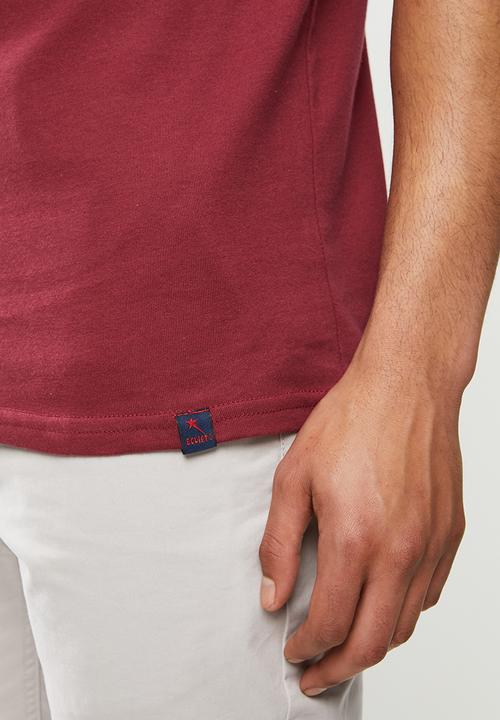 SOVIET - Springsteen slim fit s/slv crew neck tee - burgundy