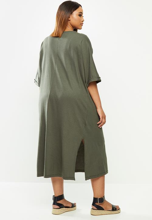 edit Plus - Oversized t-shirt dress - khaki