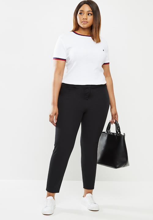 POLO - Plus Jasmine short sleeve ribbed stretch tee - white