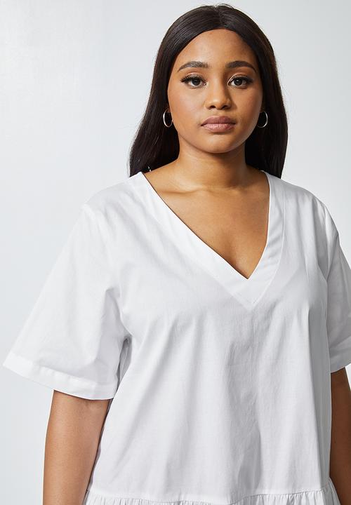 Superbalist - Dropped waist pocket detail dress - white