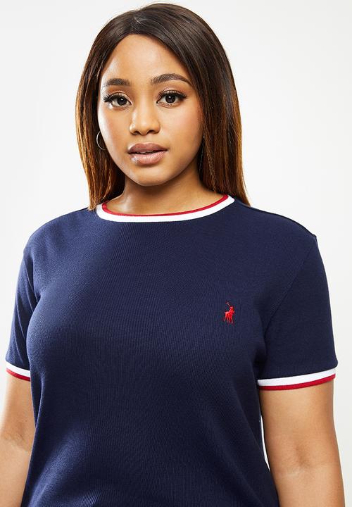 POLO - Plus Jasmine short sleeve ribbed stretch tee - navy
