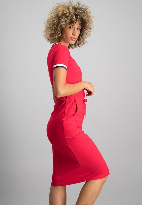 Aca Joe - Plat winter single jersey dress - red