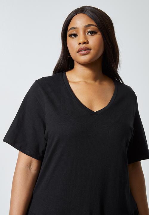 Superbalist - V-neck tiered midi dress - black
