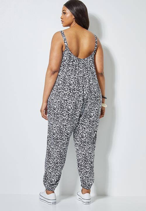 Superbalist - Easy fitting jumpsuit - black & white 