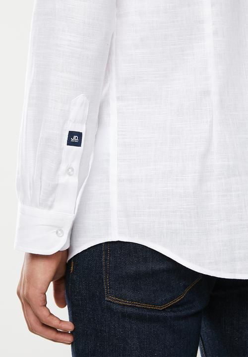 Jonathan D - Slim fit casual l/s linen shirt - white