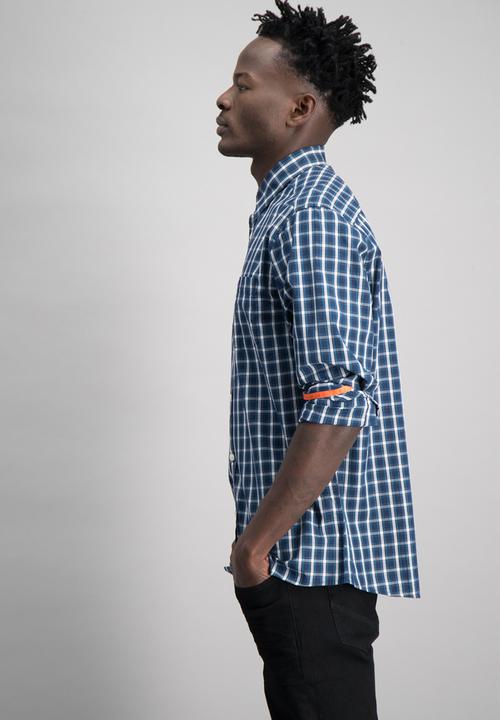 Aca Joe - Mens aca joe check shirt - blue