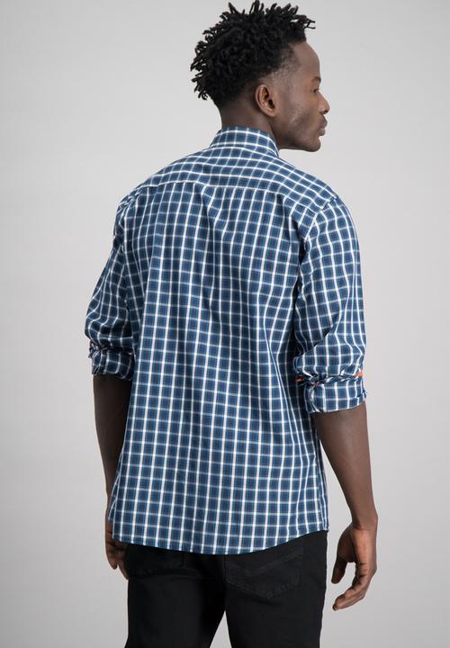 Aca Joe - Mens aca joe check shirt - blue