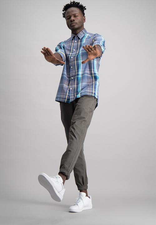 Aca Joe - Mens aca joe check shirt - blue & white