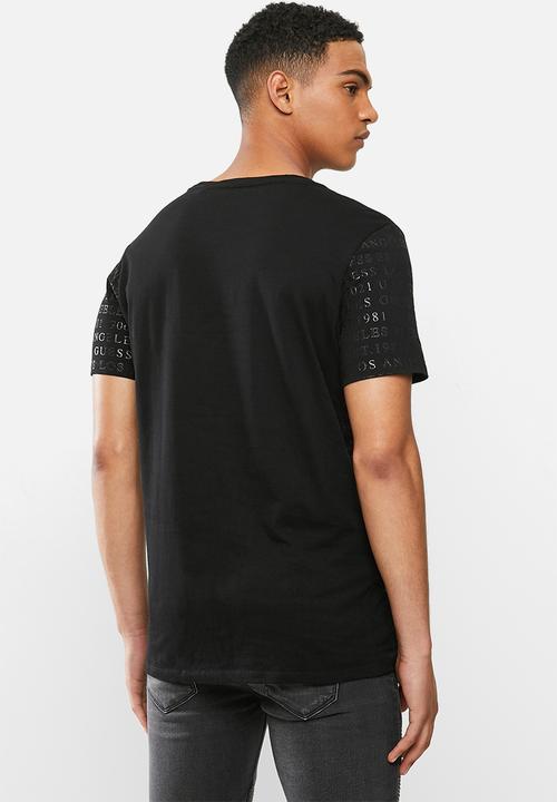GUESS - Short sleeve  guess aop black tee - black