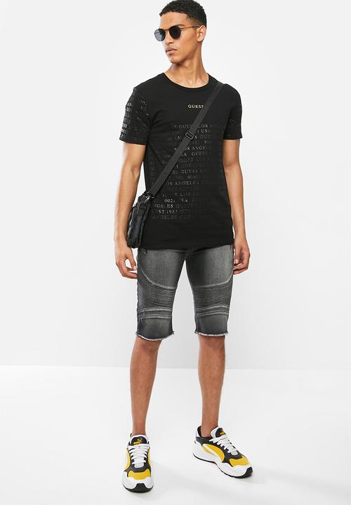 GUESS - Short sleeve  guess aop black tee - black