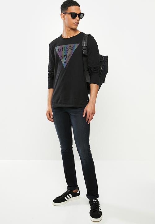 GUESS - Long sleeve Guess hologram tee - black