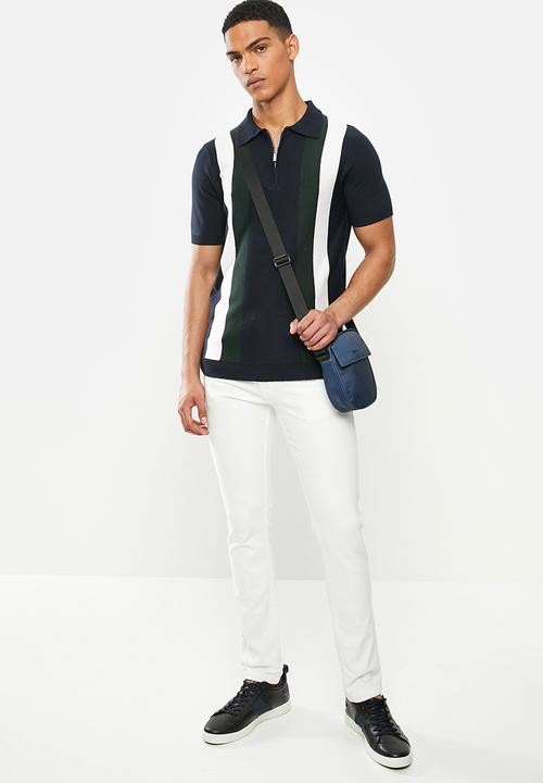 Jonathan D - Short sleeve knitted golfer - multi
