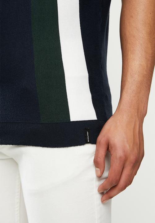 Jonathan D - Short sleeve knitted golfer - multi
