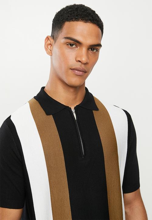 Jonathan D - Short sleeve knitted golfer - black