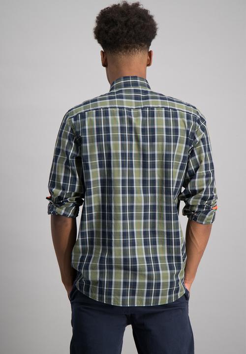 Aca Joe - Mens check long sleeve shirt - multi 