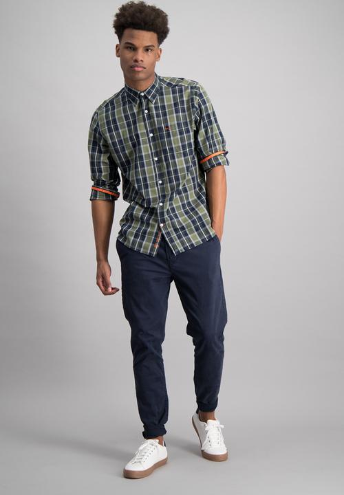 Aca Joe - Mens check long sleeve shirt - multi 