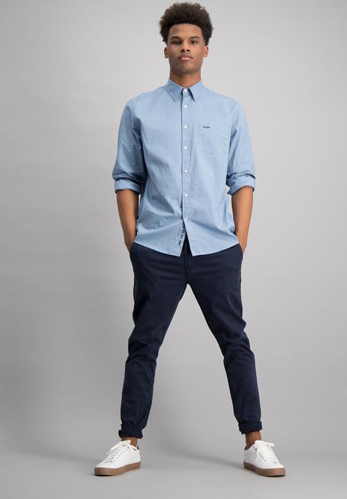 Aca Joe - Mens aca joe plain shirt - medium blue