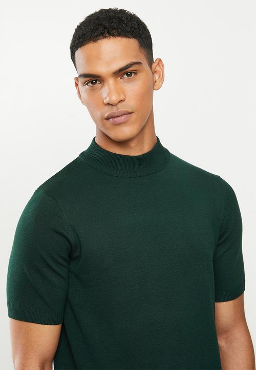 Jonathan D - Short sleeve knitted turtle neck - green