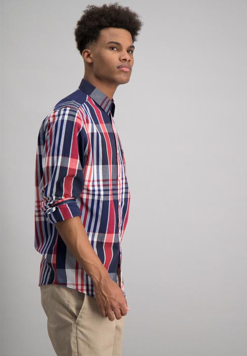 Aca Joe - Mens aca joe check long sleeve shirt - multi 