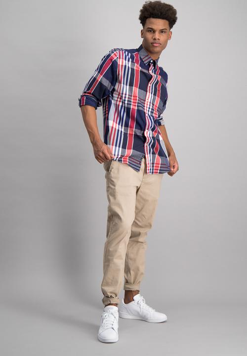 Aca Joe - Mens aca joe check long sleeve shirt - multi 