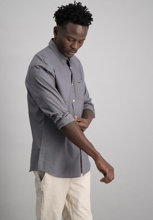 Aca Joe - Mens plain long sleeve shirt - grey 