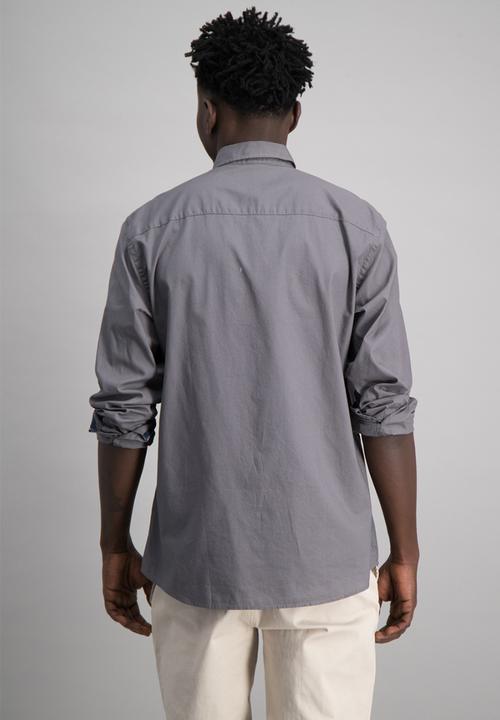 Aca Joe - Mens plain long sleeve shirt - grey 