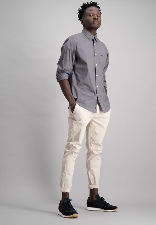 Aca Joe - Mens plain long sleeve shirt - grey 