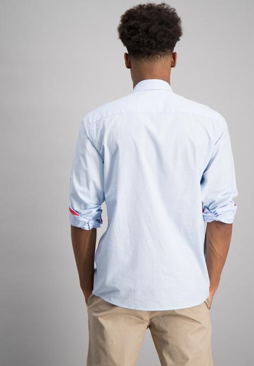 Aca Joe - Mens plain long sleeve shirt - light blue 