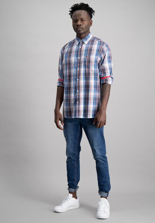 Aca Joe - Mens aca joe check long sleeve shirt - multi 