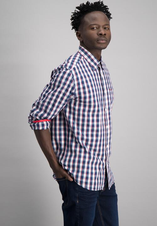Aca Joe - Mens aca joe check long sleeve shirt - multi 
