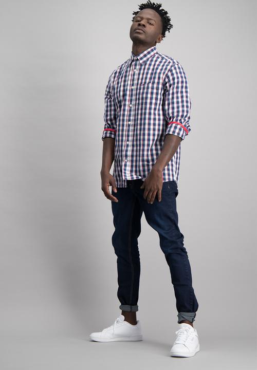 Aca Joe - Mens aca joe check long sleeve shirt - multi 