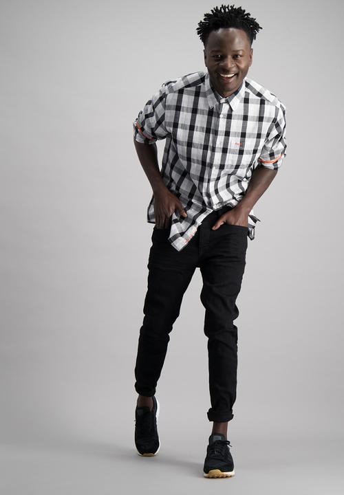 Aca Joe - Mens check long sleeve shirt - grey 