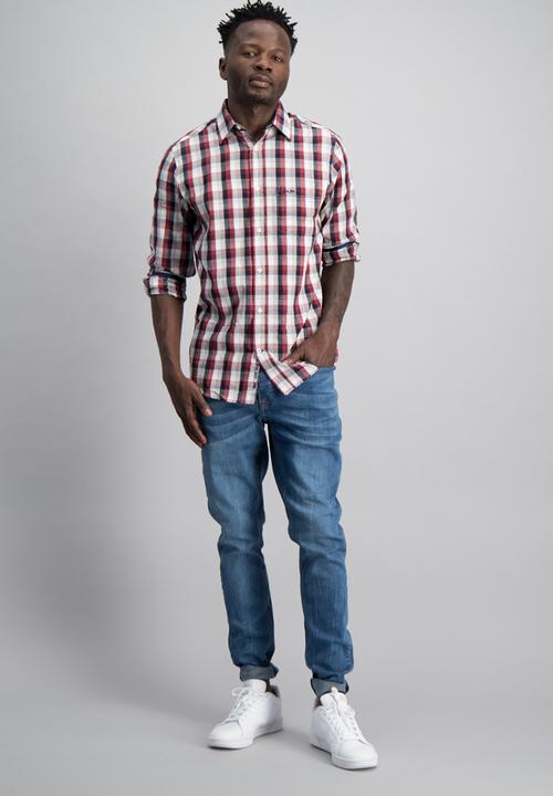 Aca Joe - Mens aca joe check long sleeve shirt - multi 
