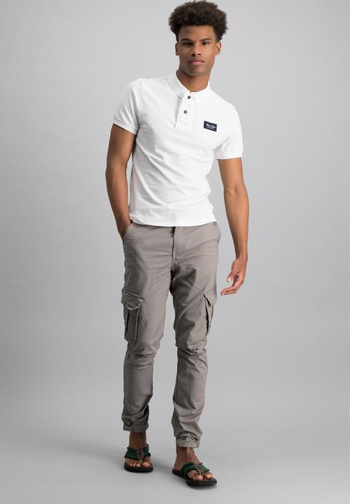 Aca Joe - Mens plaque logo golfer - white 