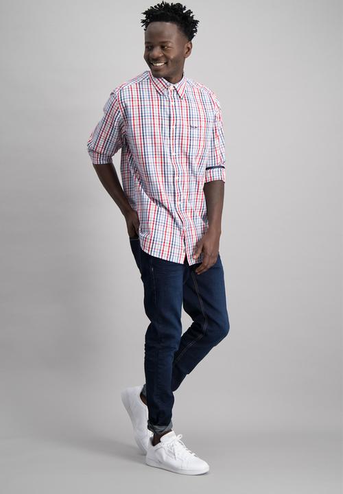 Aca Joe - Mens aca joe check long sleeve shirt - multi 
