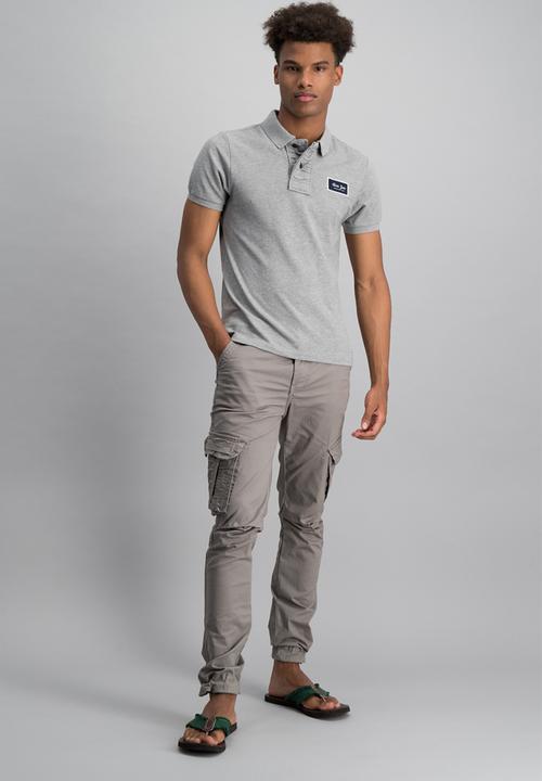 Aca Joe - Mens plaque logo golfer - grey 