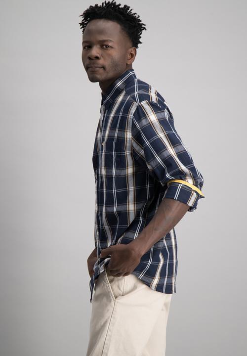 Aca Joe - Mens aca joe check long sleeve shirt - multi 