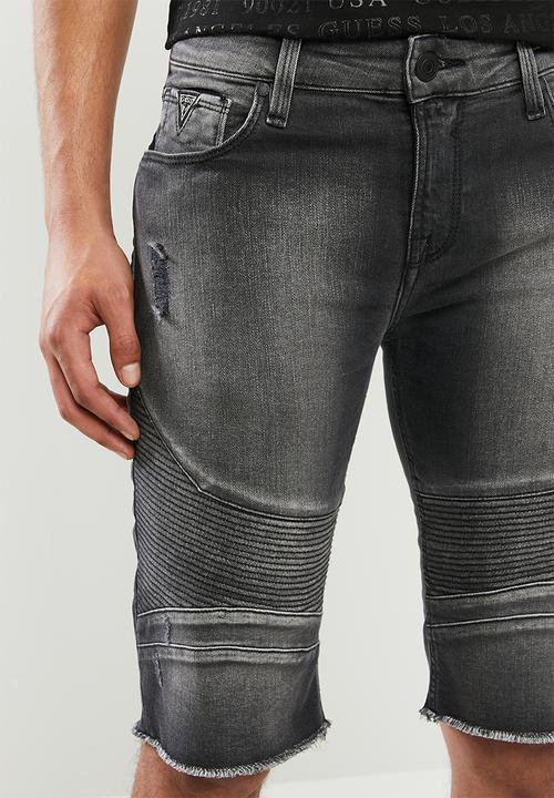 GUESS - Denim biker short - black