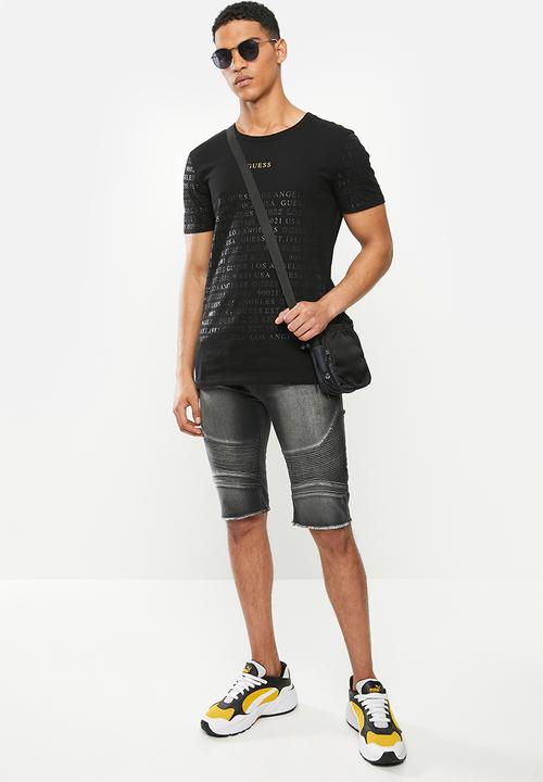 GUESS - Denim biker short - black