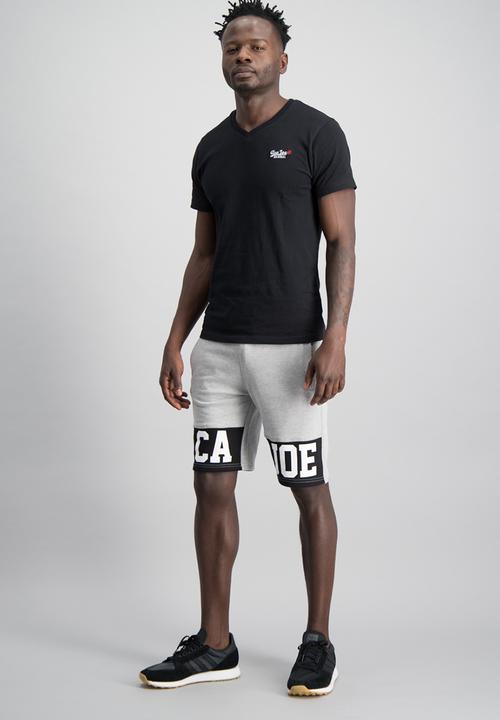 Aca Joe - Aca joe unbrushed fleece front logo shorts - grey